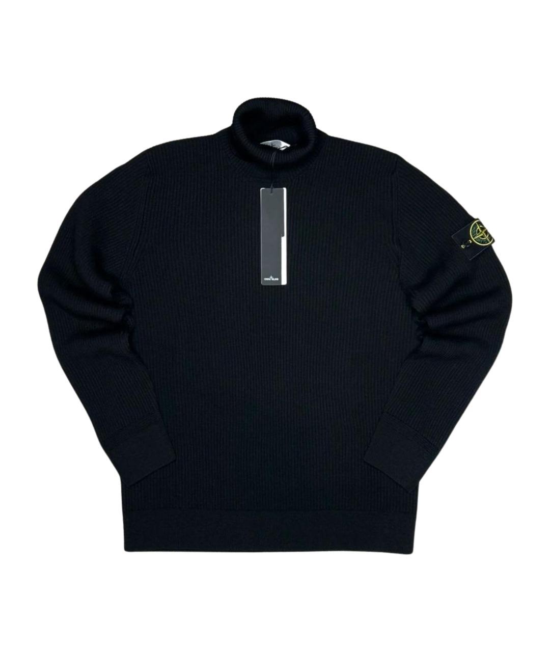 STONE ISLAND Черная шерстяная водолазка, фото 1