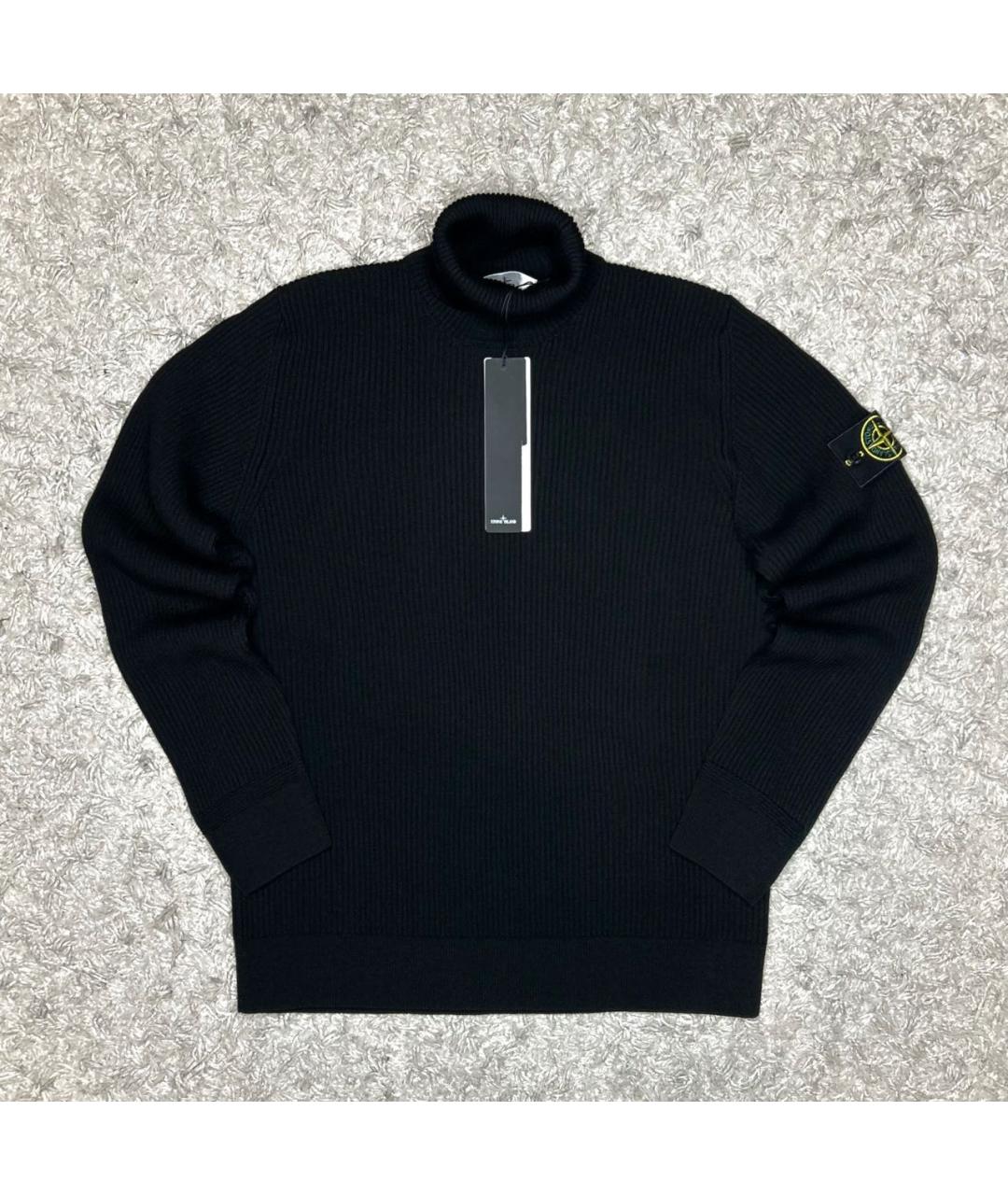 STONE ISLAND Черная шерстяная водолазка, фото 6