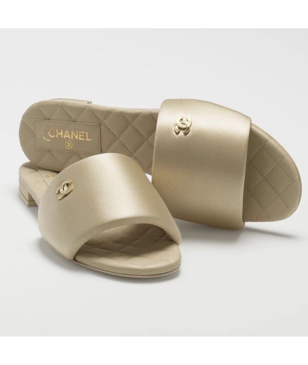 CHANEL Бежевые текстильные босоножки, фото 3