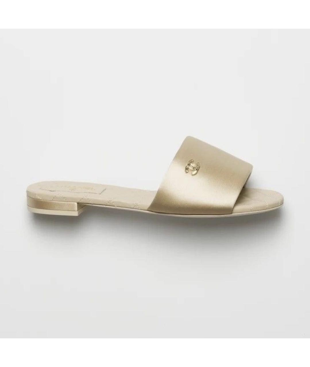 CHANEL Бежевые текстильные босоножки, фото 9