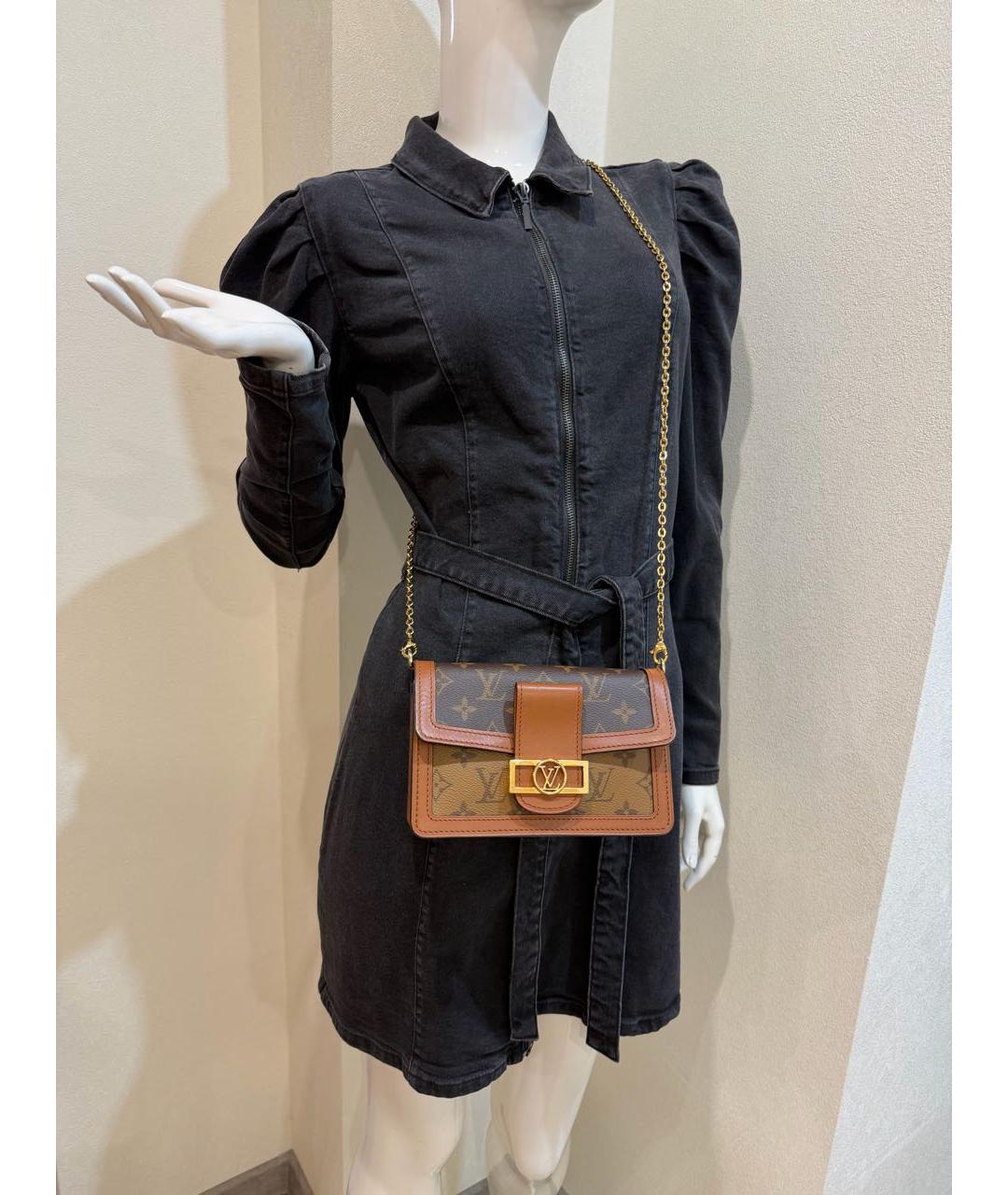 LOUIS VUITTON Коричневая кожаная сумка через плечо, фото 5