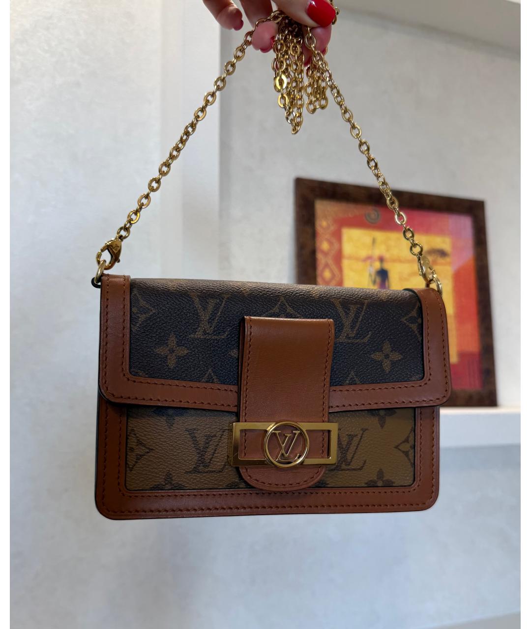 LOUIS VUITTON Коричневая кожаная сумка через плечо, фото 6