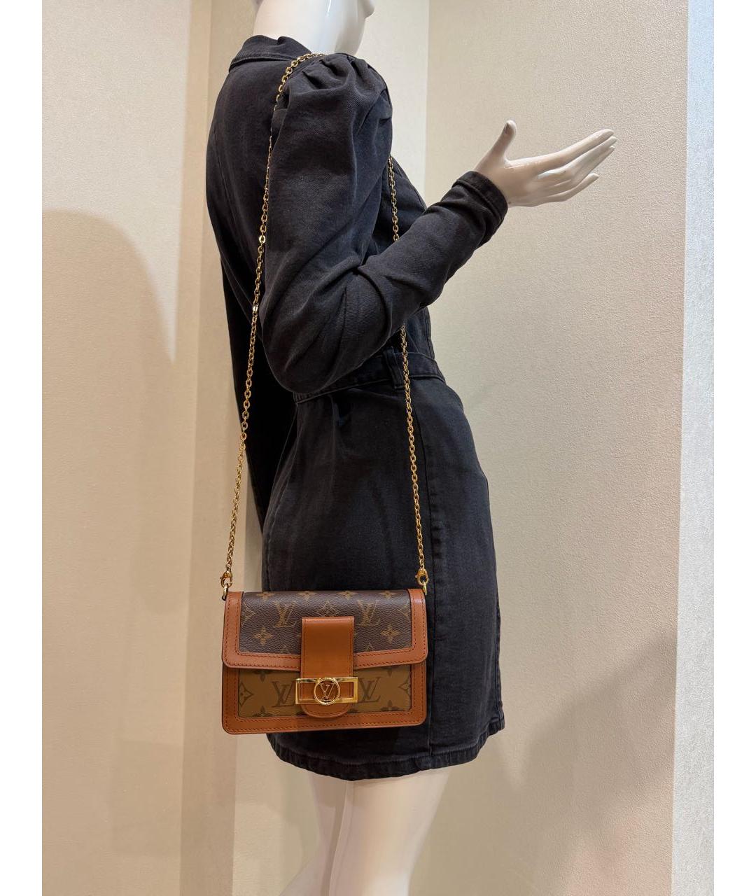 LOUIS VUITTON Коричневая кожаная сумка через плечо, фото 4