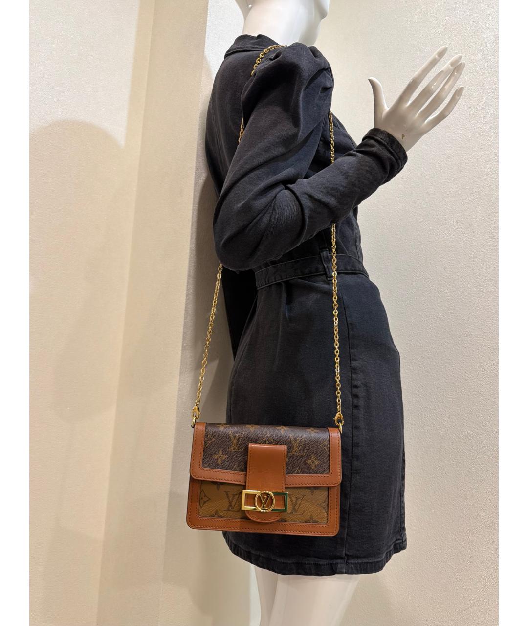 LOUIS VUITTON Коричневая кожаная сумка через плечо, фото 4