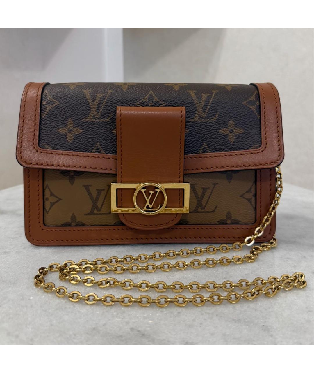 LOUIS VUITTON Коричневая кожаная сумка через плечо, фото 2