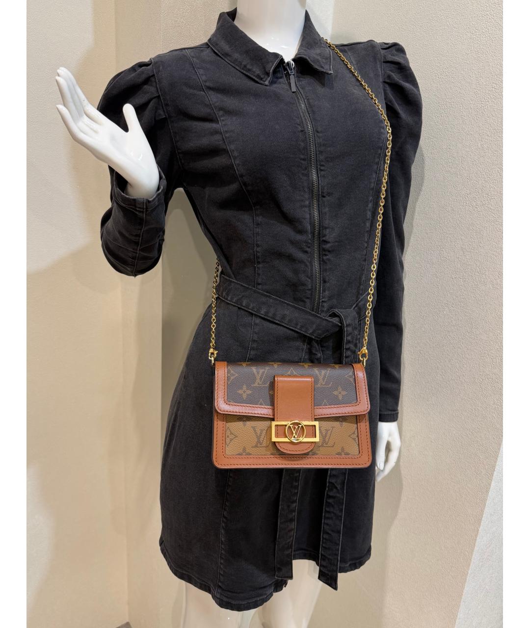 LOUIS VUITTON Коричневая кожаная сумка через плечо, фото 5
