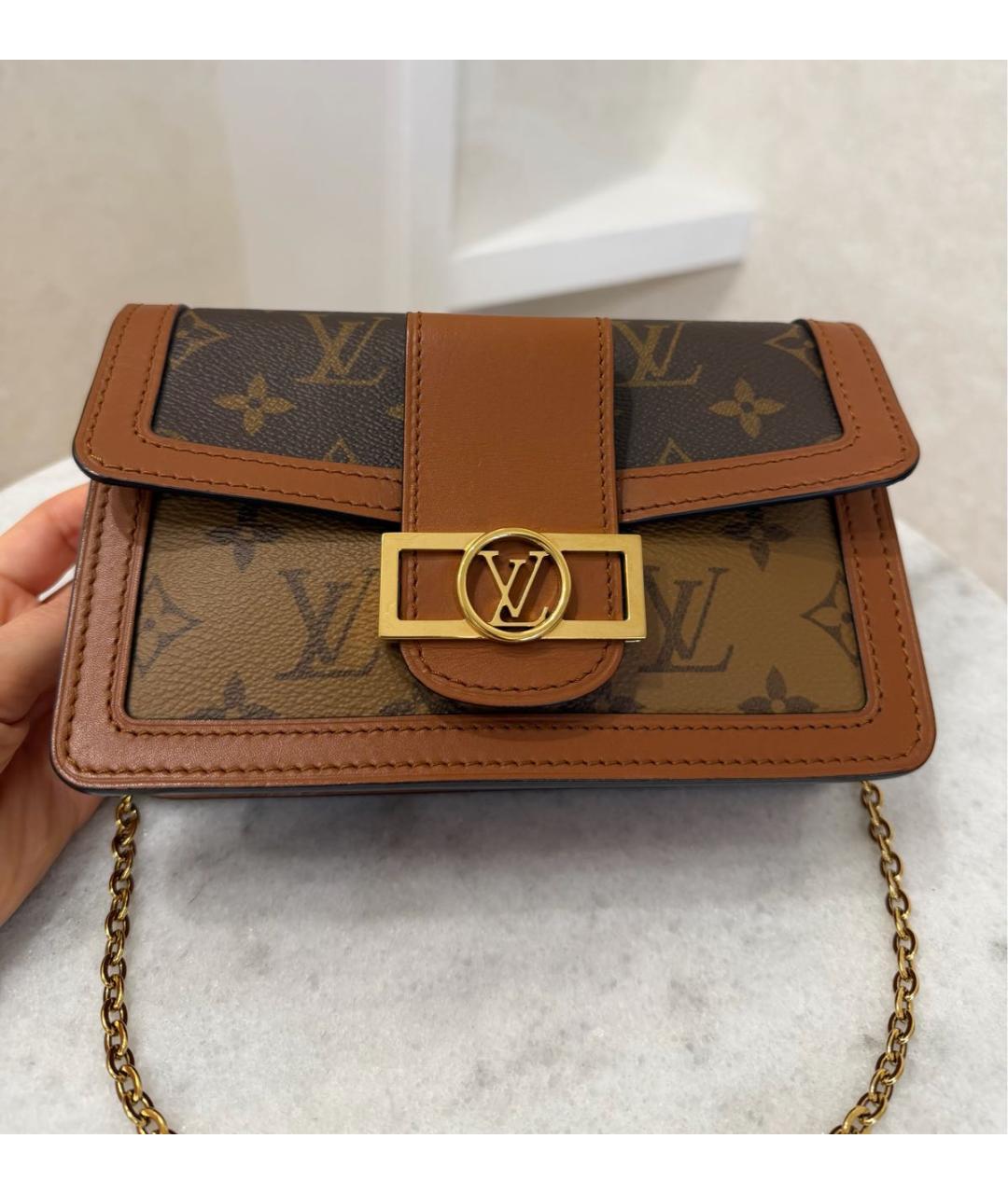 LOUIS VUITTON Коричневая кожаная сумка через плечо, фото 5