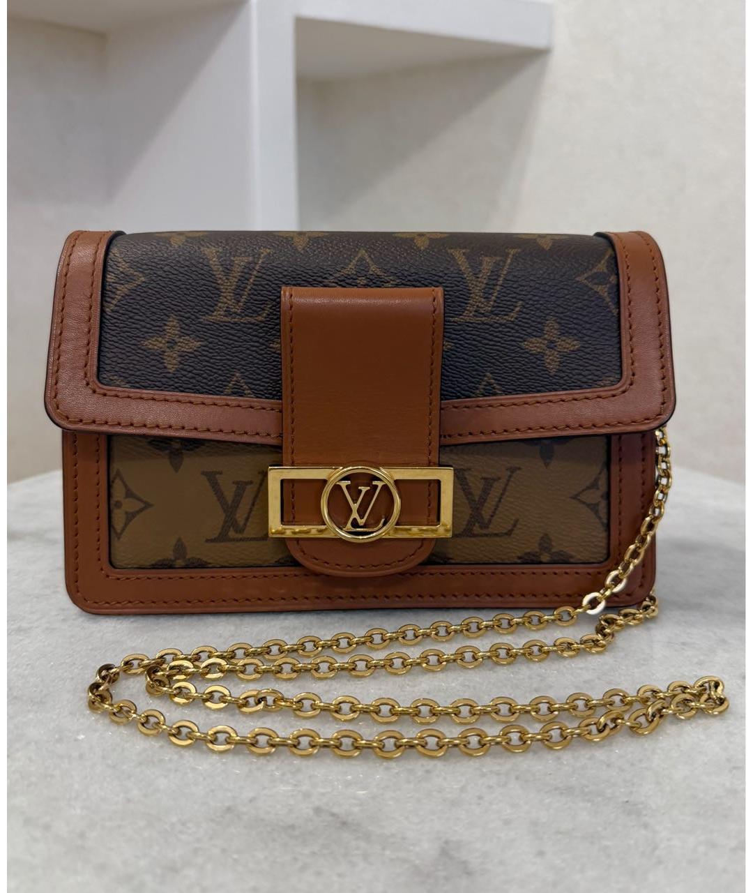 LOUIS VUITTON Коричневая кожаная сумка через плечо, фото 2