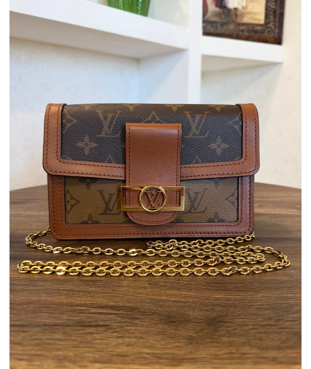 LOUIS VUITTON Коричневая кожаная сумка через плечо, фото 2
