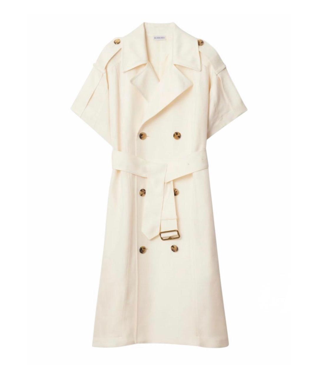 BURBERRY Белое хлопковое пальто, фото 7