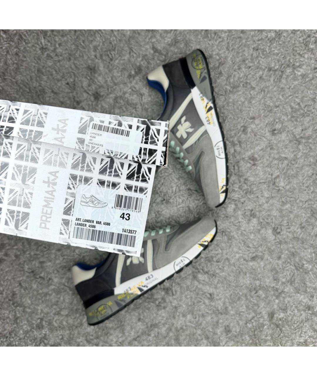 PREMIATA Серые текстильные низкие кроссовки / кеды, фото 8