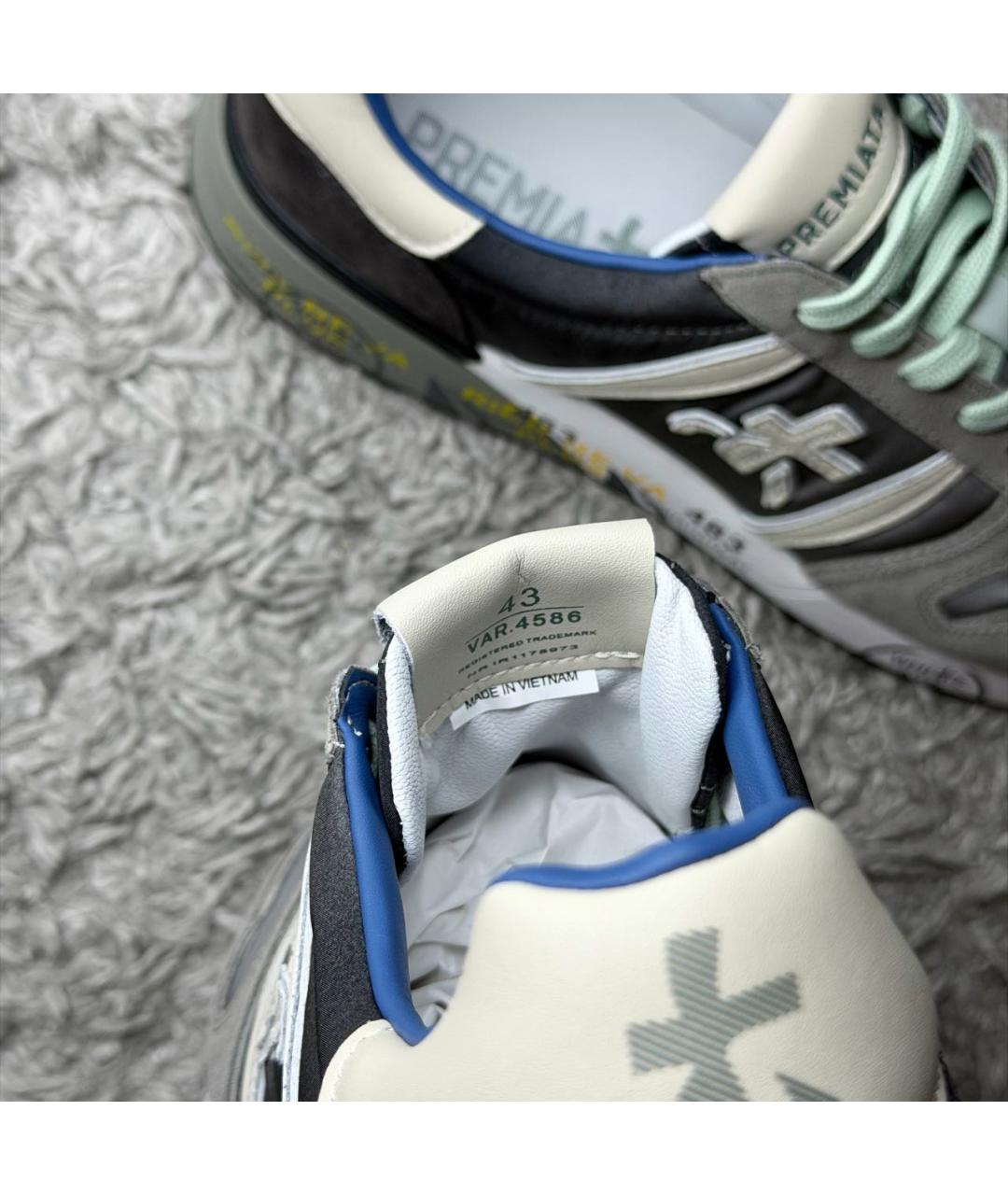 PREMIATA Серые текстильные низкие кроссовки / кеды, фото 7