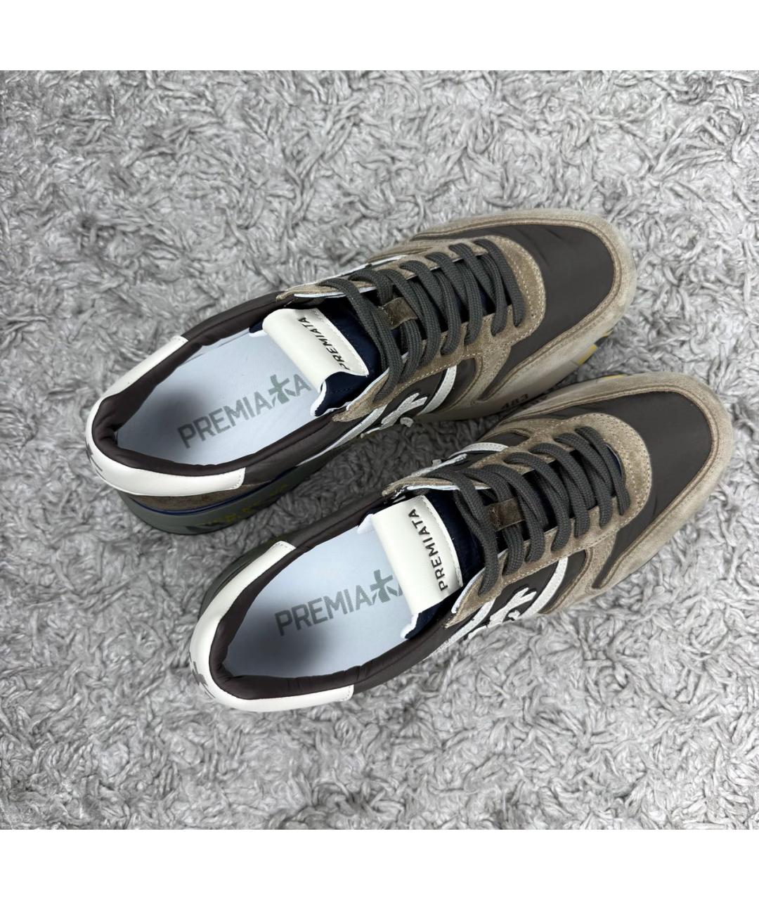 PREMIATA Коричневые текстильные низкие кроссовки / кеды, фото 4