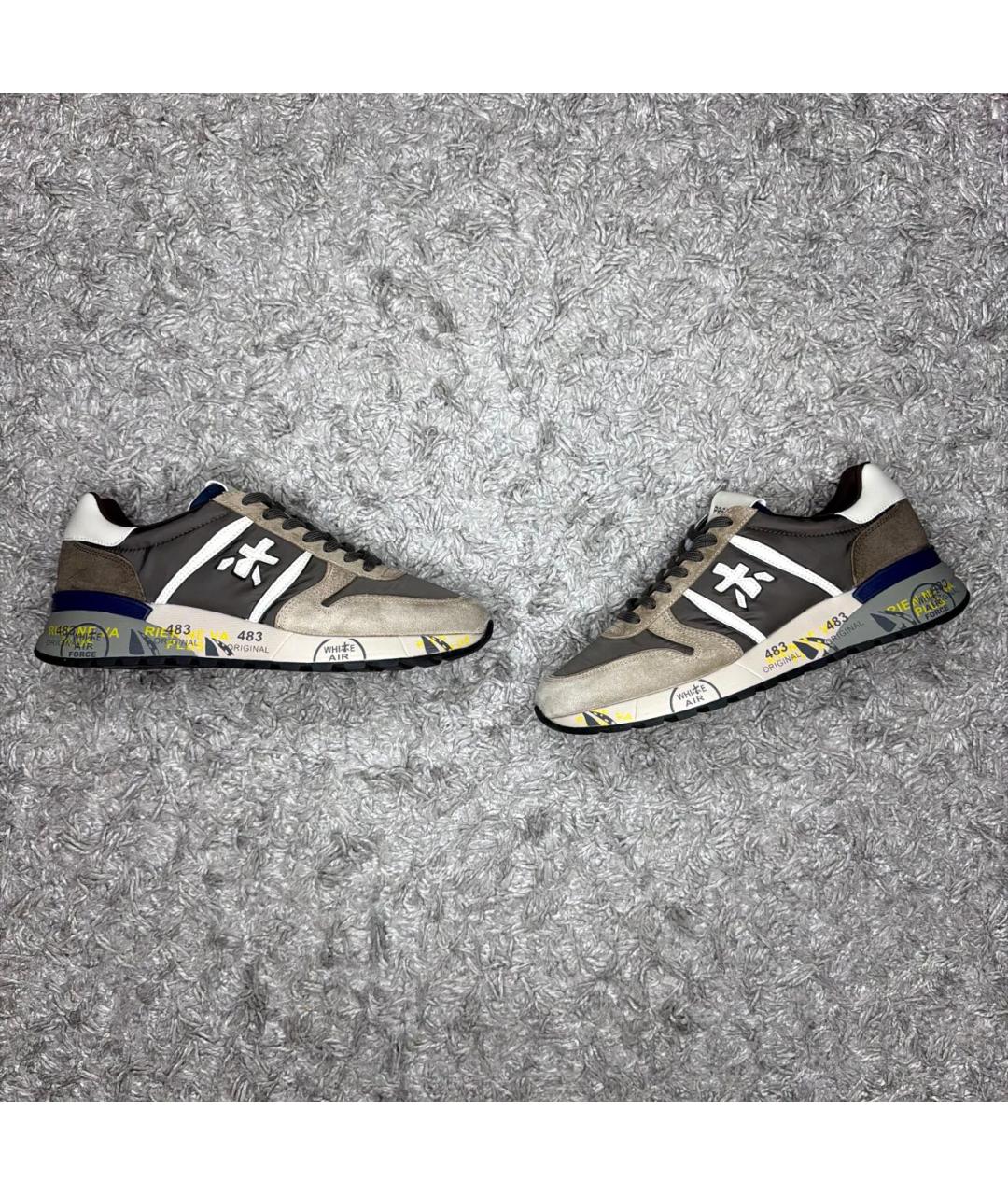 PREMIATA Коричневые текстильные низкие кроссовки / кеды, фото 9