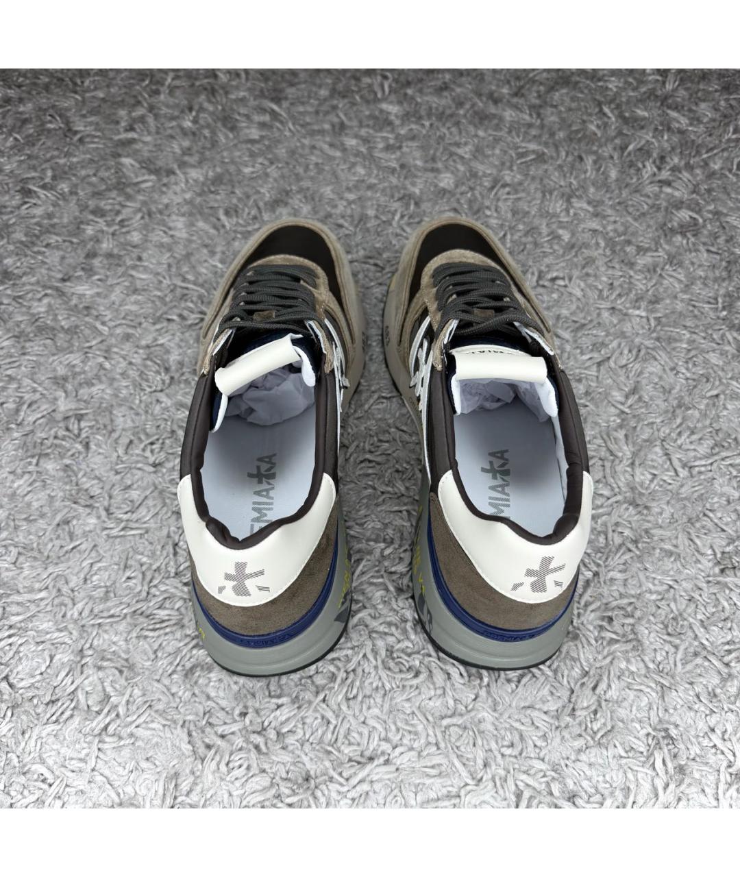 PREMIATA Коричневые текстильные низкие кроссовки / кеды, фото 5