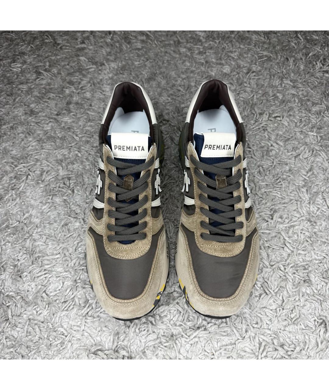 PREMIATA Коричневые текстильные низкие кроссовки / кеды, фото 3