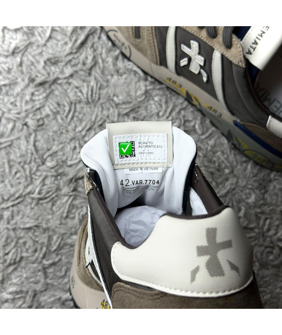 PREMIATA Коричневые текстильные низкие кроссовки / кеды, фото 7