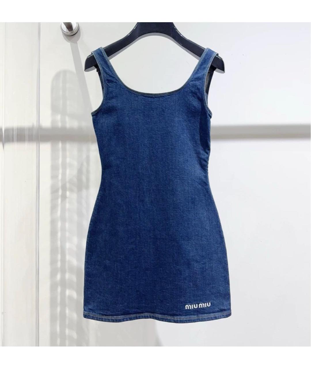 MIU MIU Темно-синее деним повседневное платье, фото 7