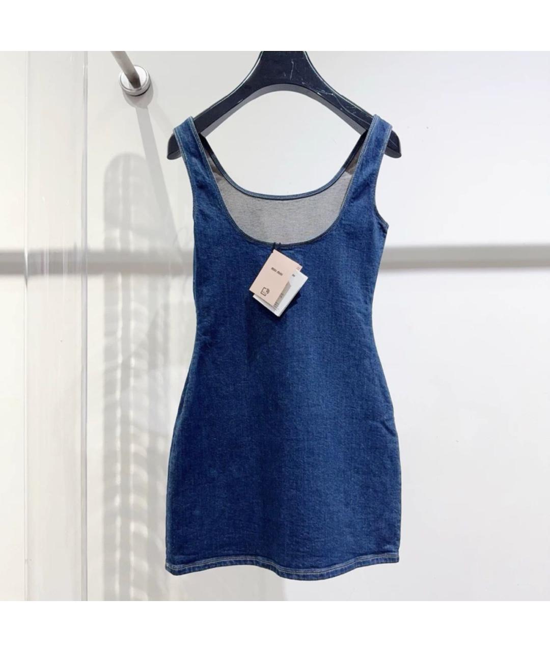 MIU MIU Темно-синее деним повседневное платье, фото 3