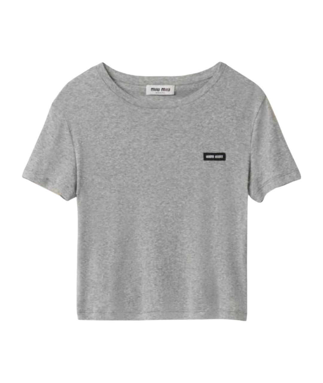 MIU MIU Серая хлопковая футболка, фото 1