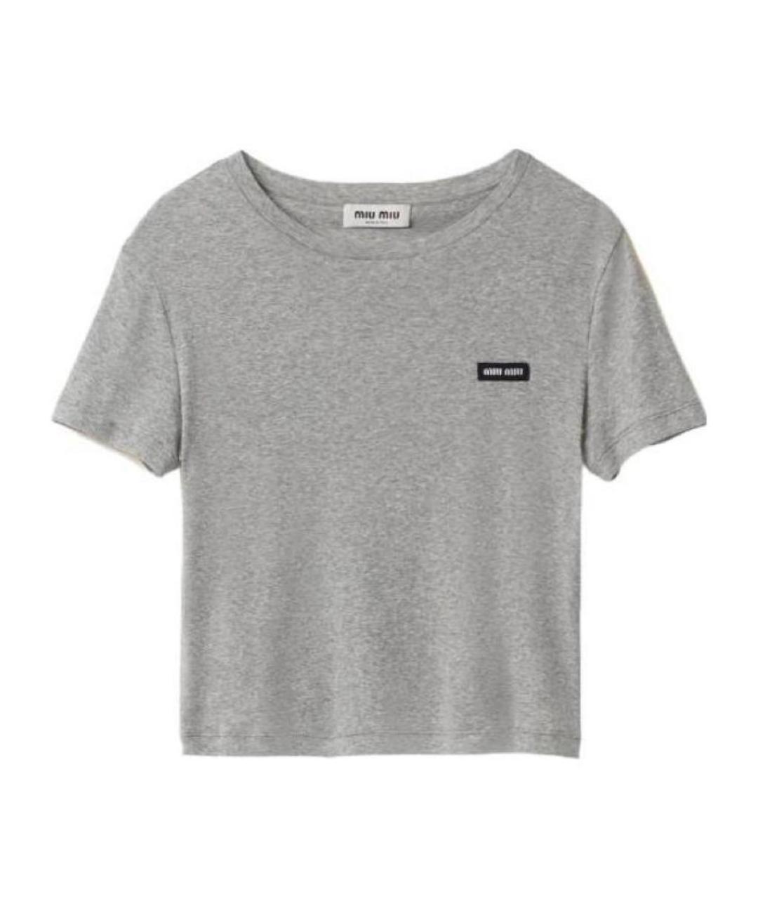 MIU MIU Серая хлопковая футболка, фото 7
