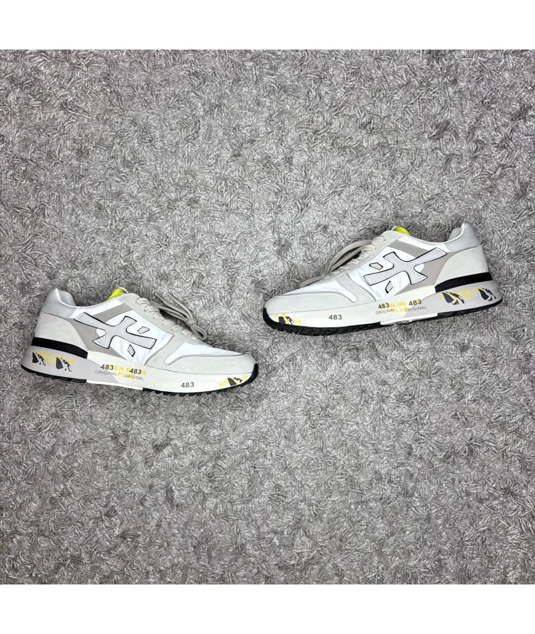 PREMIATA Бежевые текстильные низкие кроссовки / кеды, фото 2