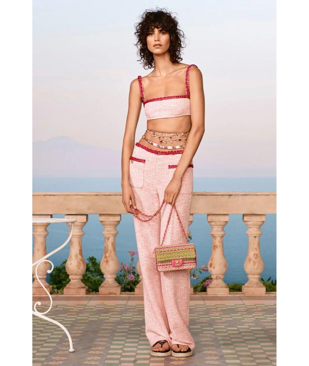 CHANEL Розовая твидовая футболка, фото 4