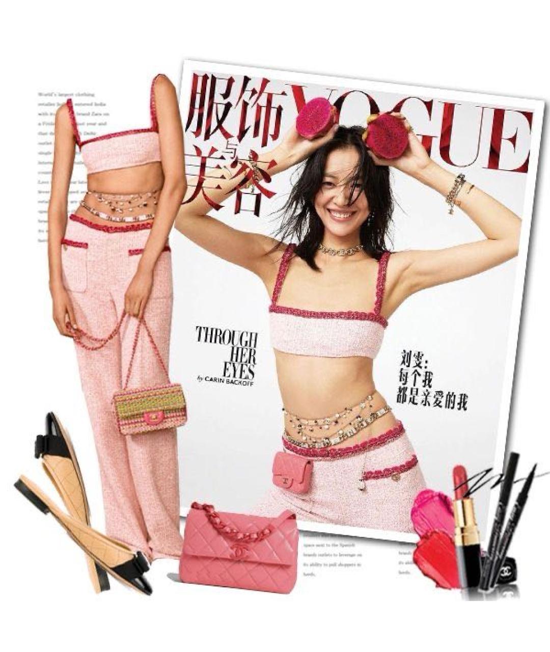 CHANEL Розовая твидовая футболка, фото 5