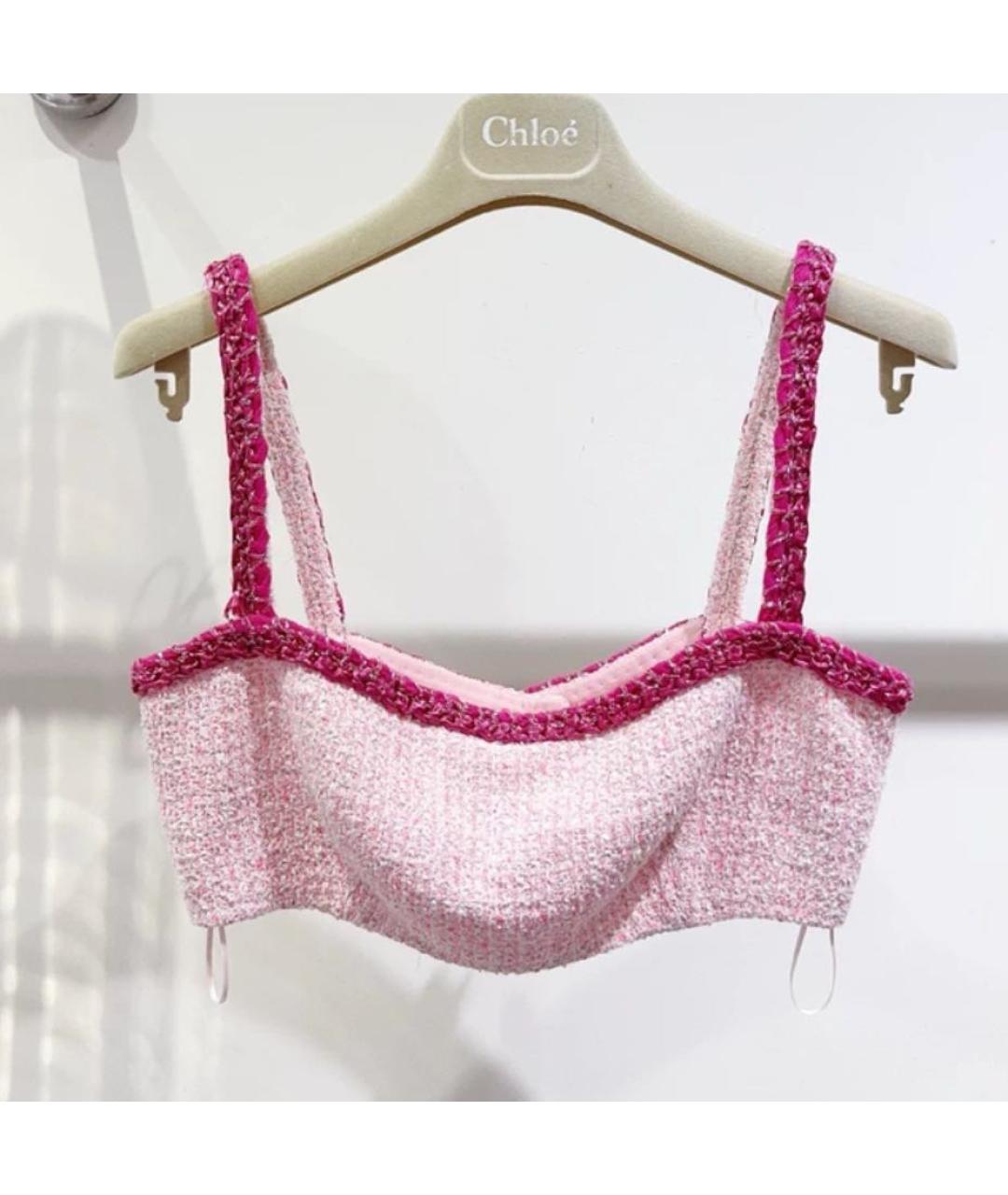 CHANEL Розовая твидовая футболка, фото 8