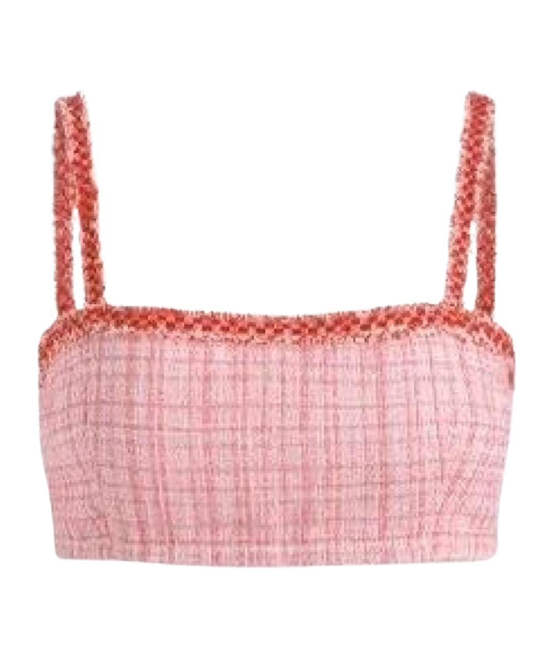 CHANEL Розовая твидовая футболка, фото 1