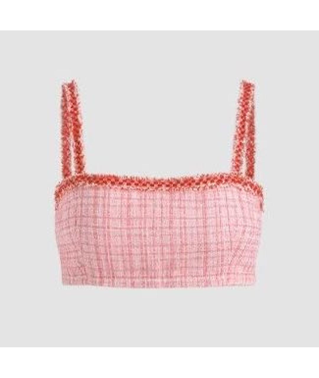 CHANEL Розовая твидовая футболка, фото 9