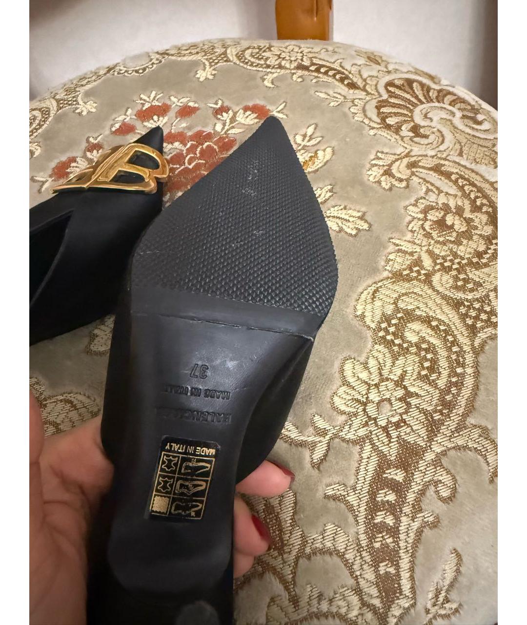 BALENCIAGA Черные текстильные лодочки на низком каблуке, фото 6