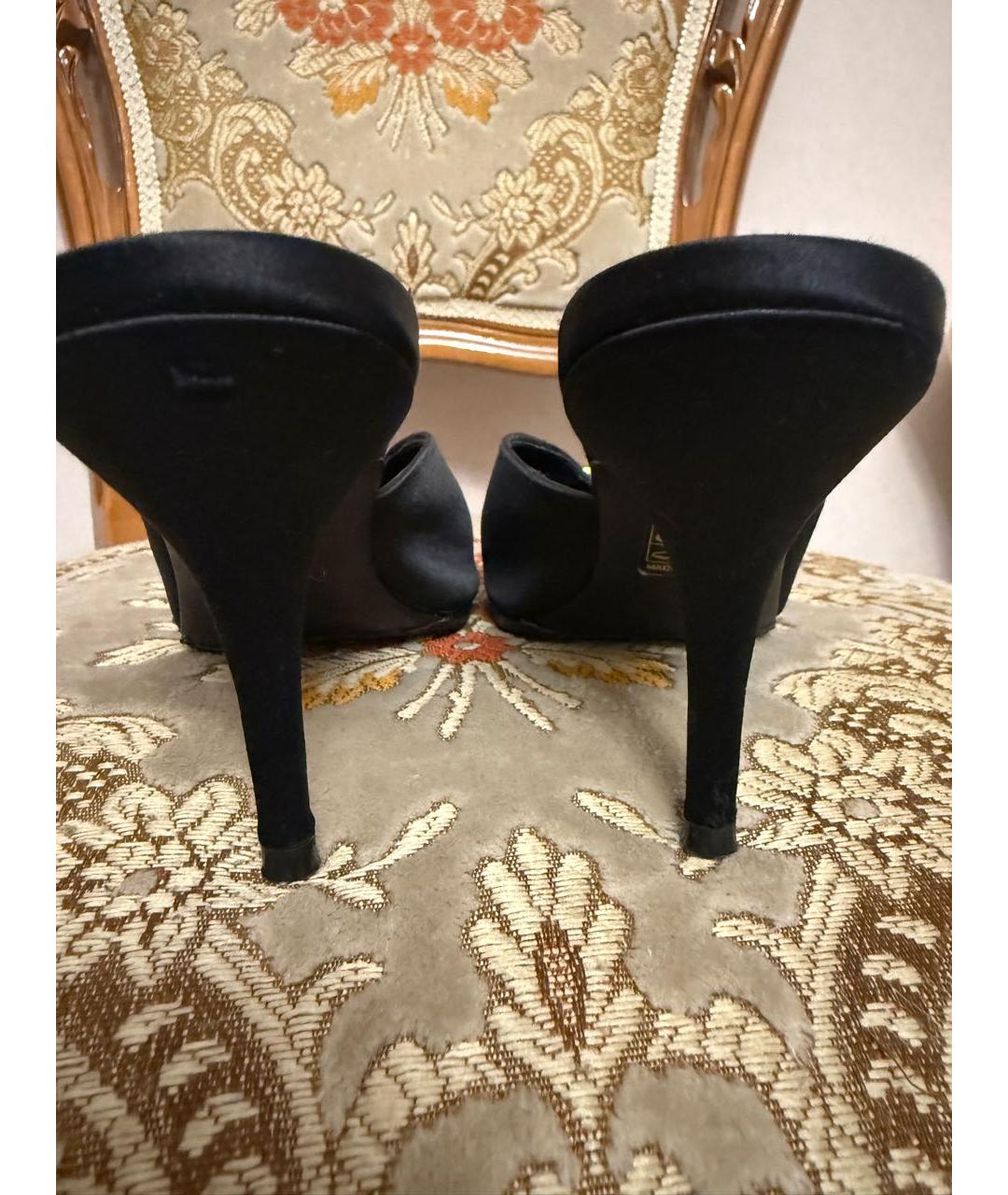 BALENCIAGA Черные текстильные лодочки на низком каблуке, фото 4