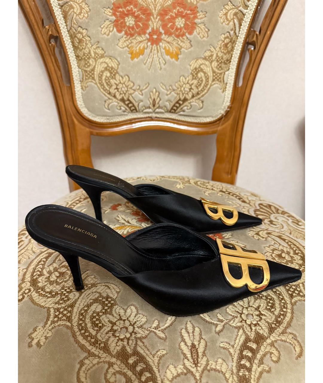 BALENCIAGA Черные текстильные лодочки на низком каблуке, фото 8