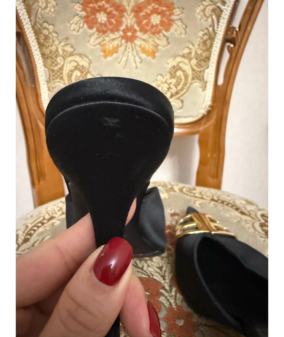 BALENCIAGA Черные текстильные лодочки на низком каблуке, фото 5