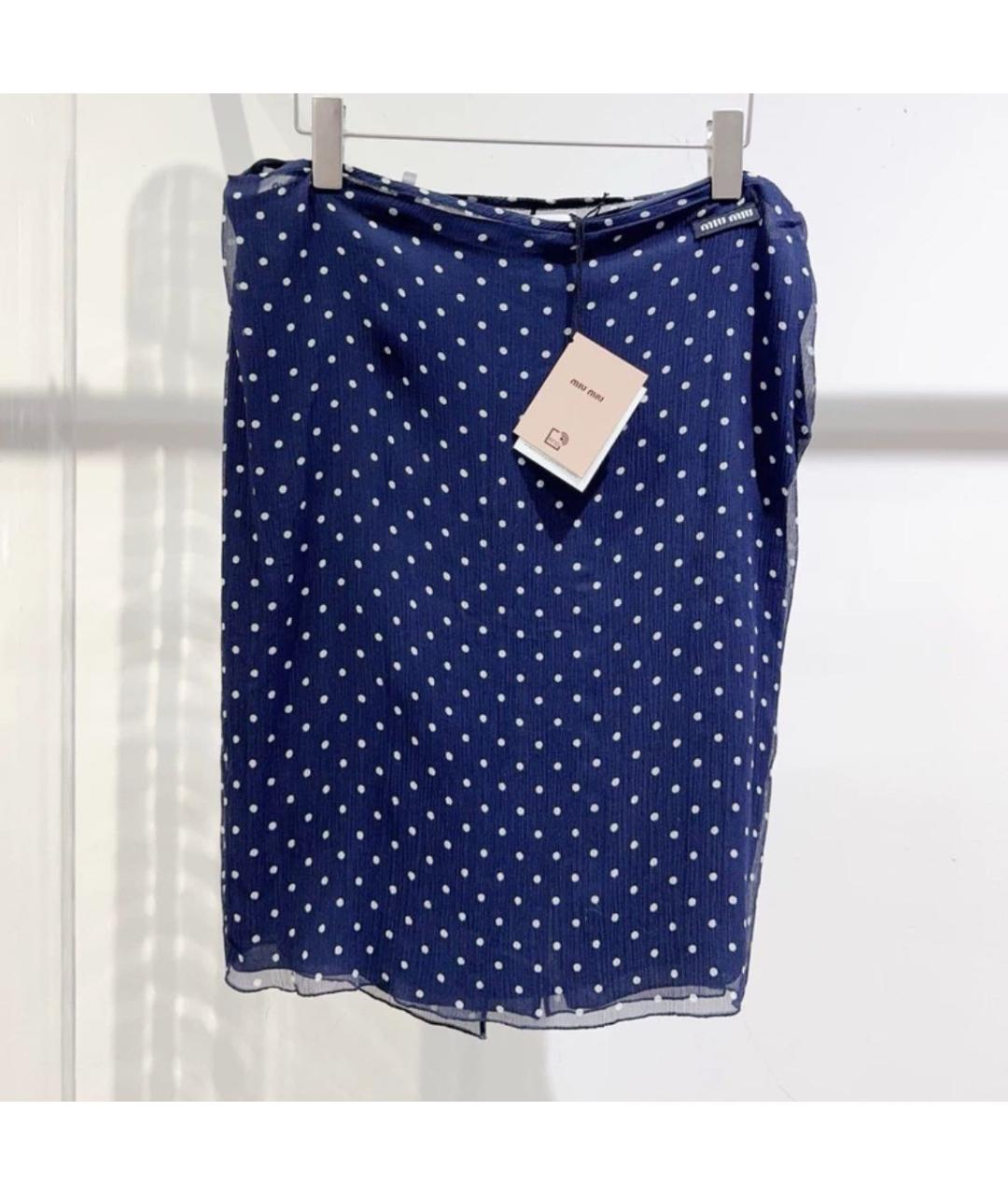 MIU MIU Темно-синяя юбка миди, фото 2