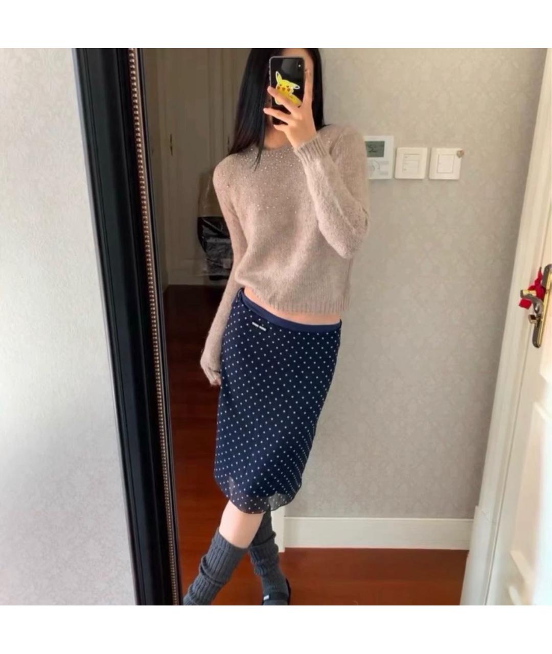 MIU MIU Темно-синяя юбка миди, фото 4