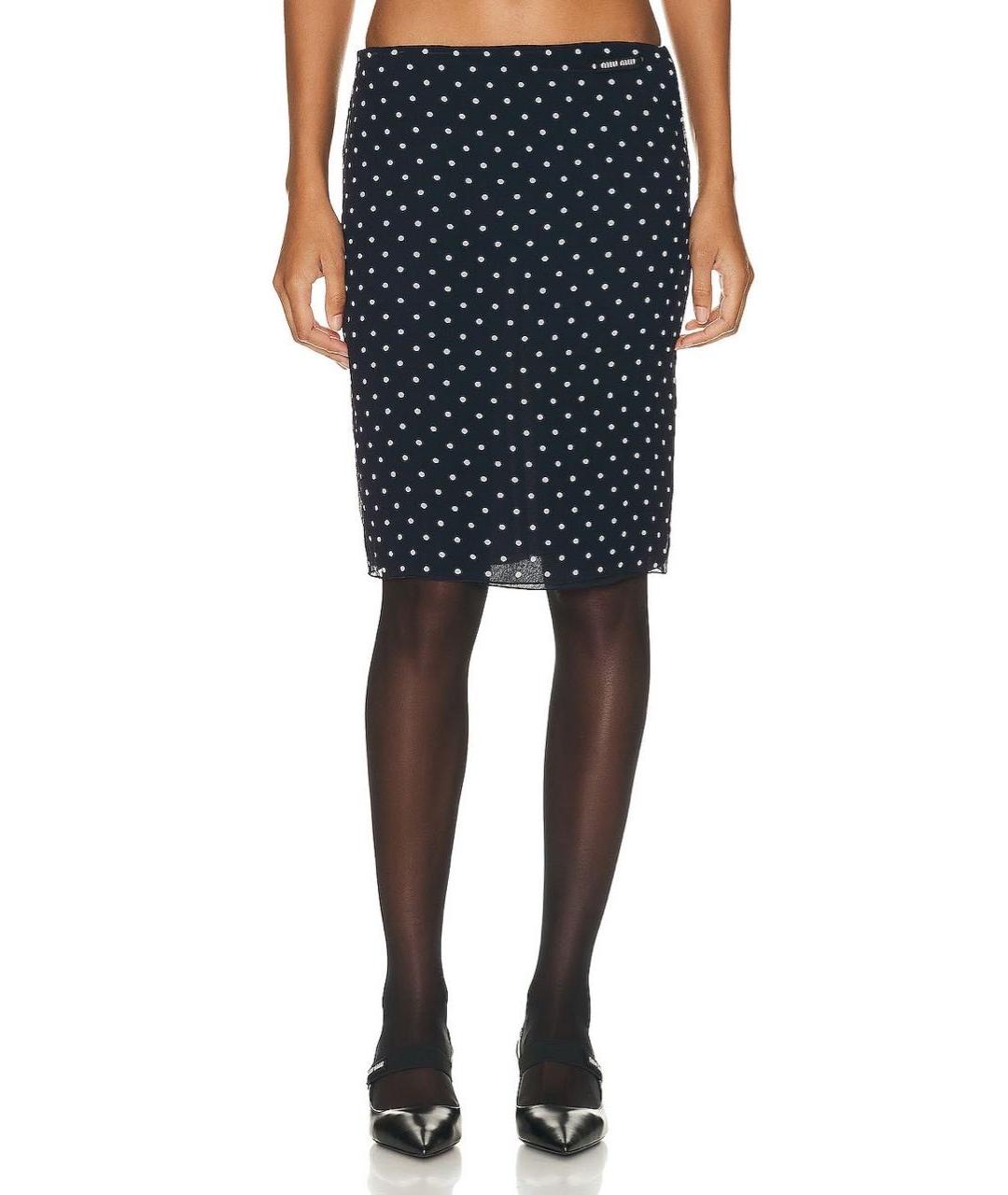 MIU MIU Темно-синяя юбка миди, фото 7