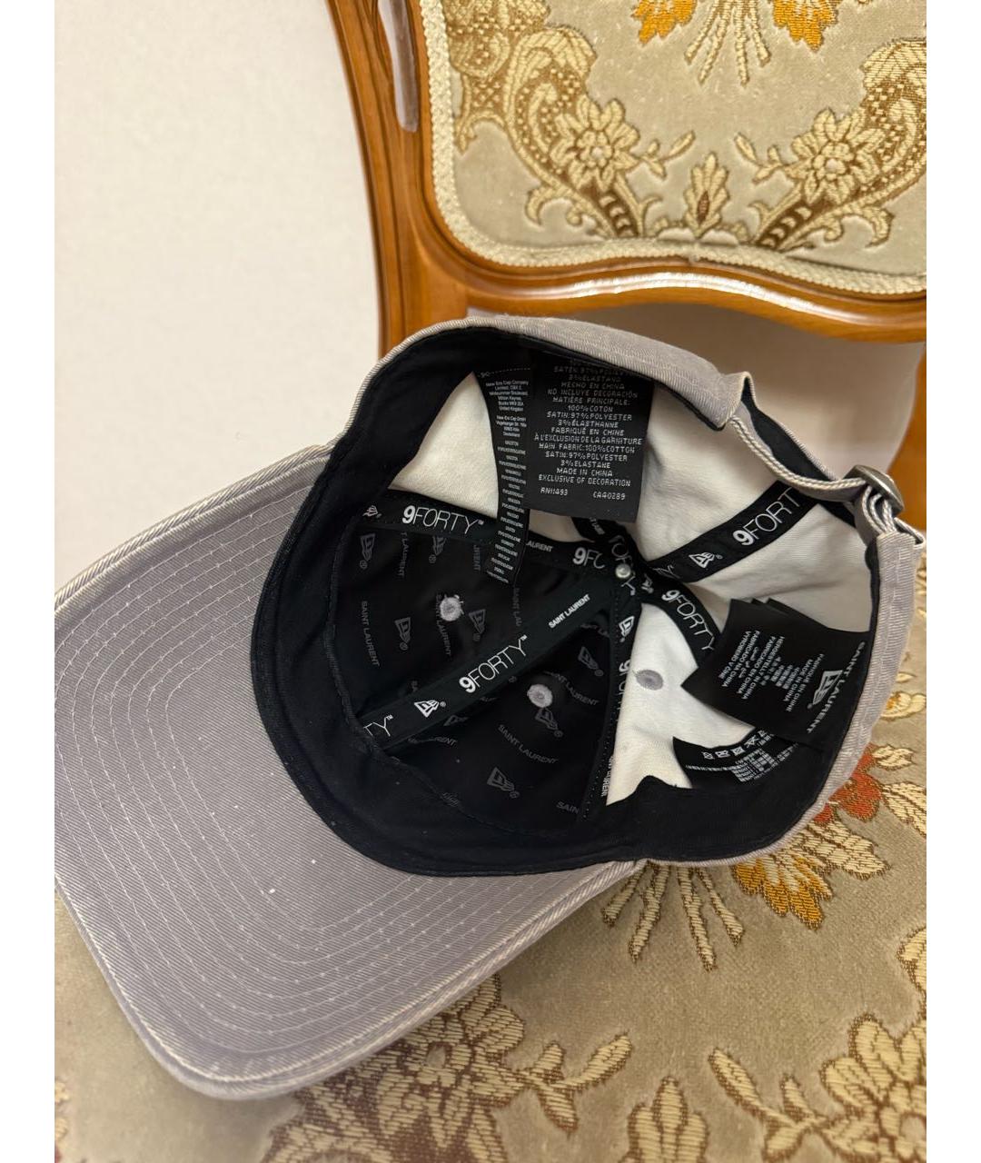 SAINT LAURENT Голубая хлопковая кепка, фото 5