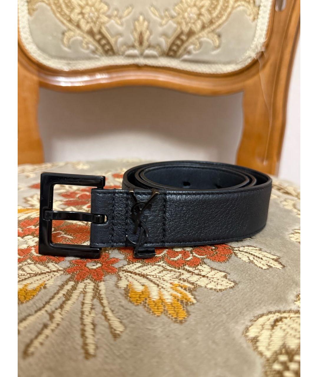 SAINT LAURENT Черный кожаный ремень, фото 5