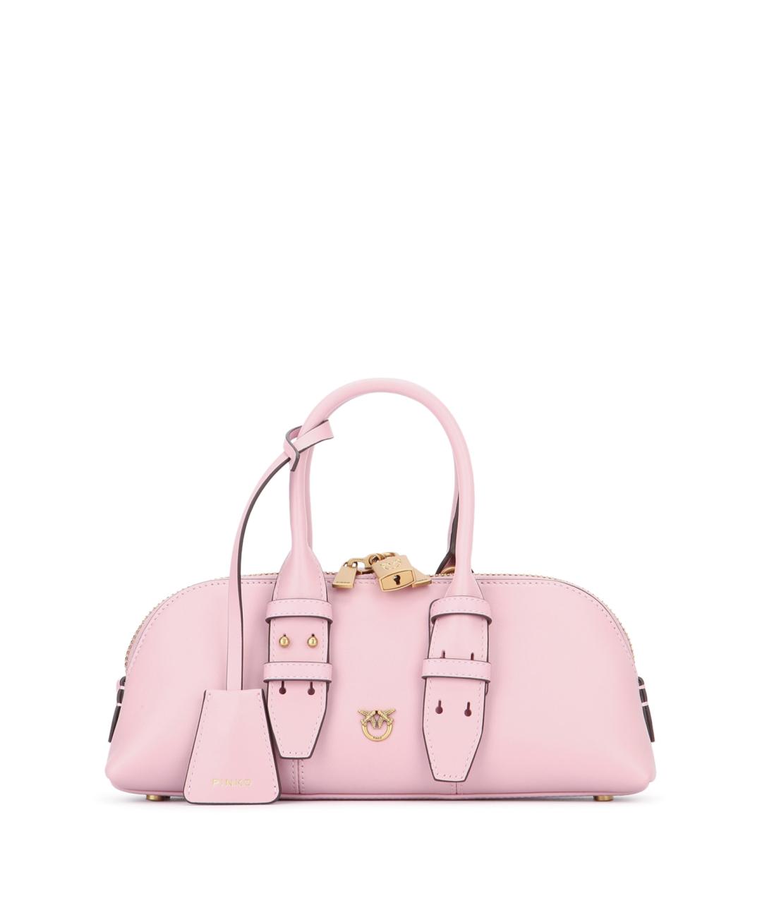 PINKO Розовая кожаная сумка с короткими ручками, фото 1