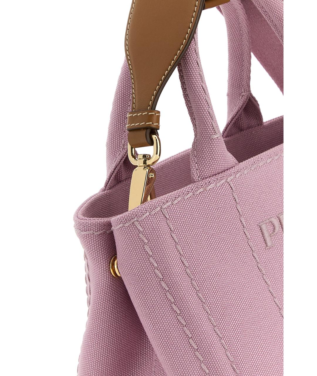 PRADA Розовая тканевая сумка тоут, фото 4