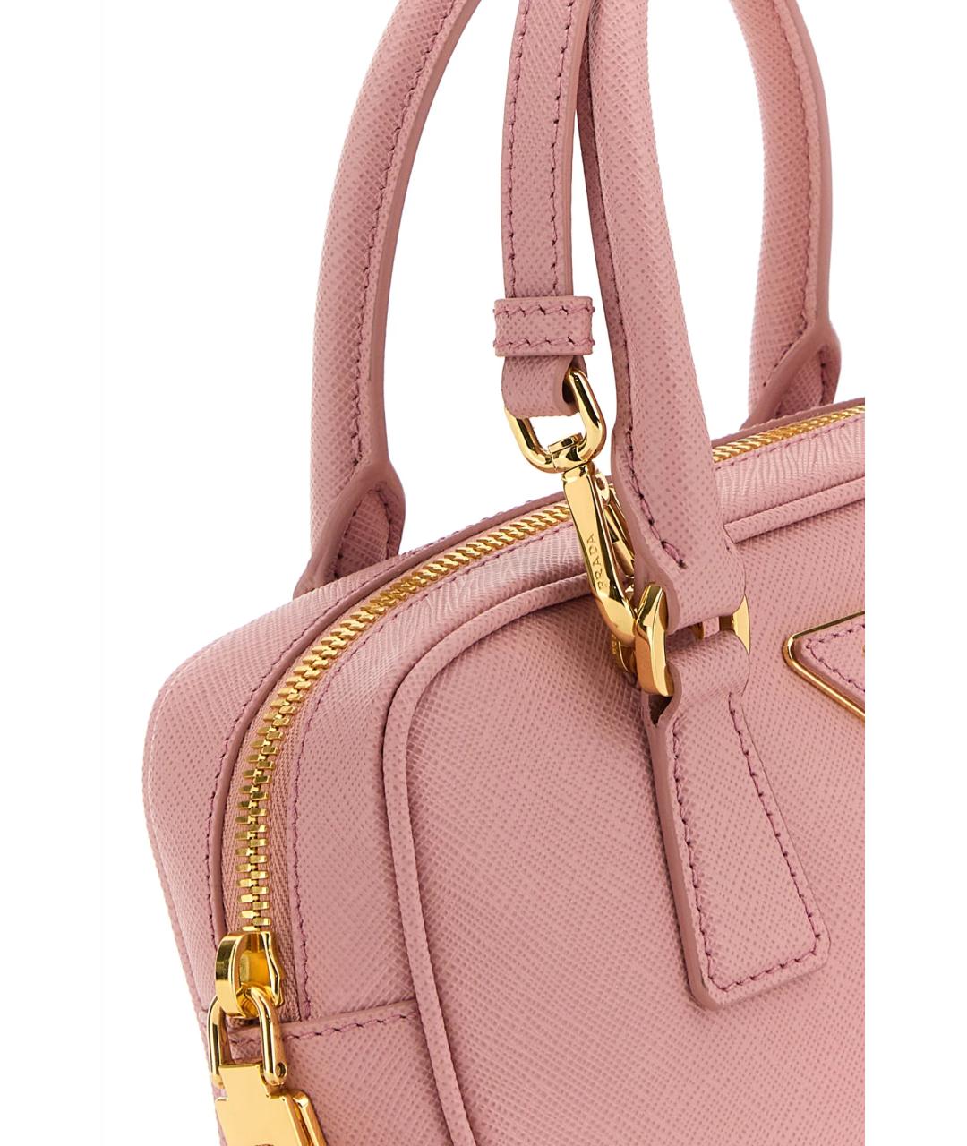 PRADA Розовая кожаная сумка с короткими ручками, фото 4