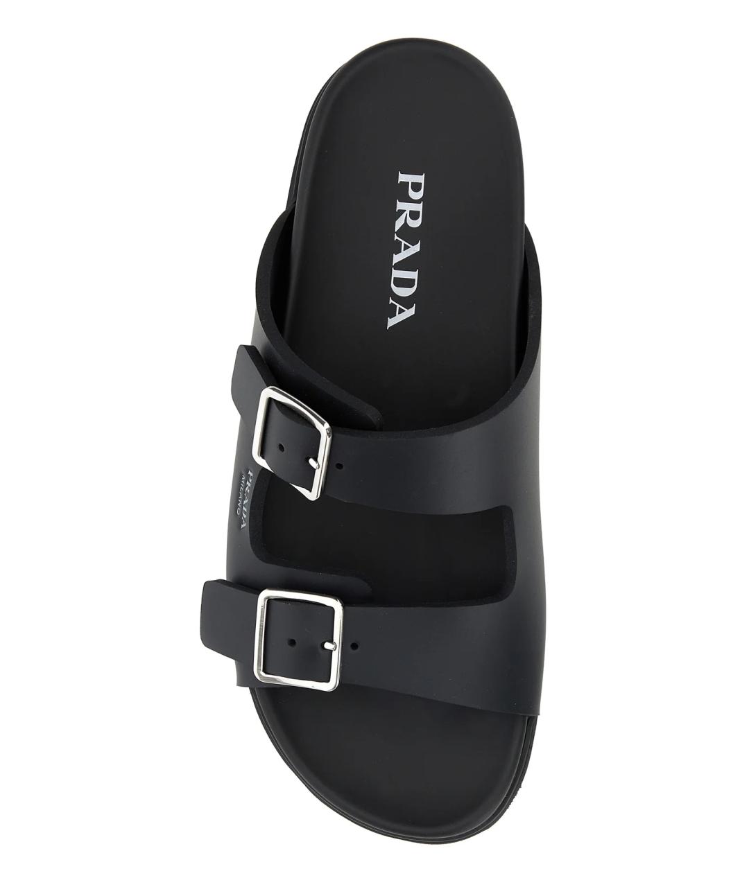PRADA Черные кожаные шлепанцы, фото 4