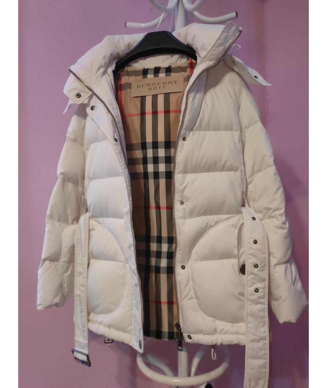 BURBERRY Белый полиэстеровый пуховик, фото 9