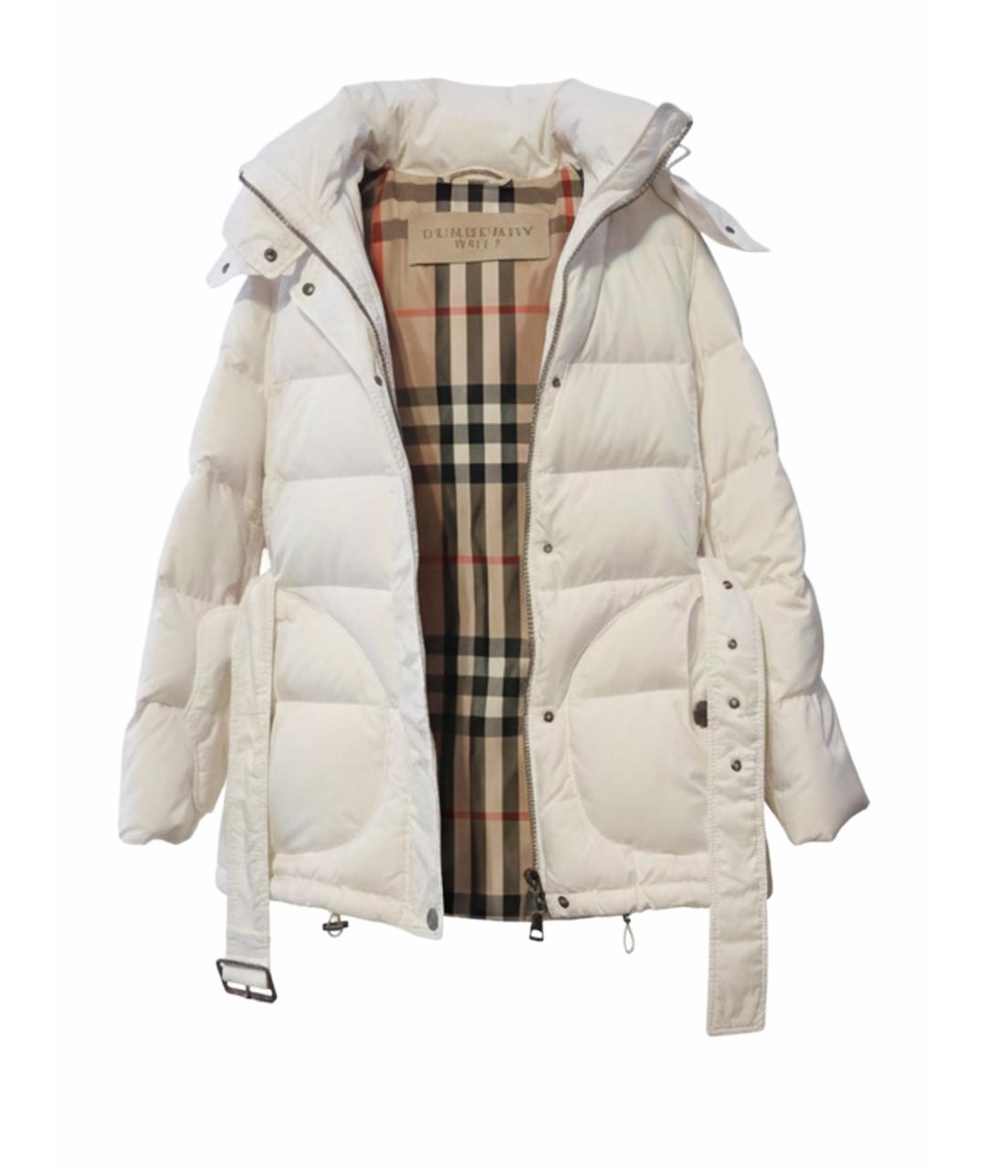 BURBERRY Белый полиэстеровый пуховик, фото 1