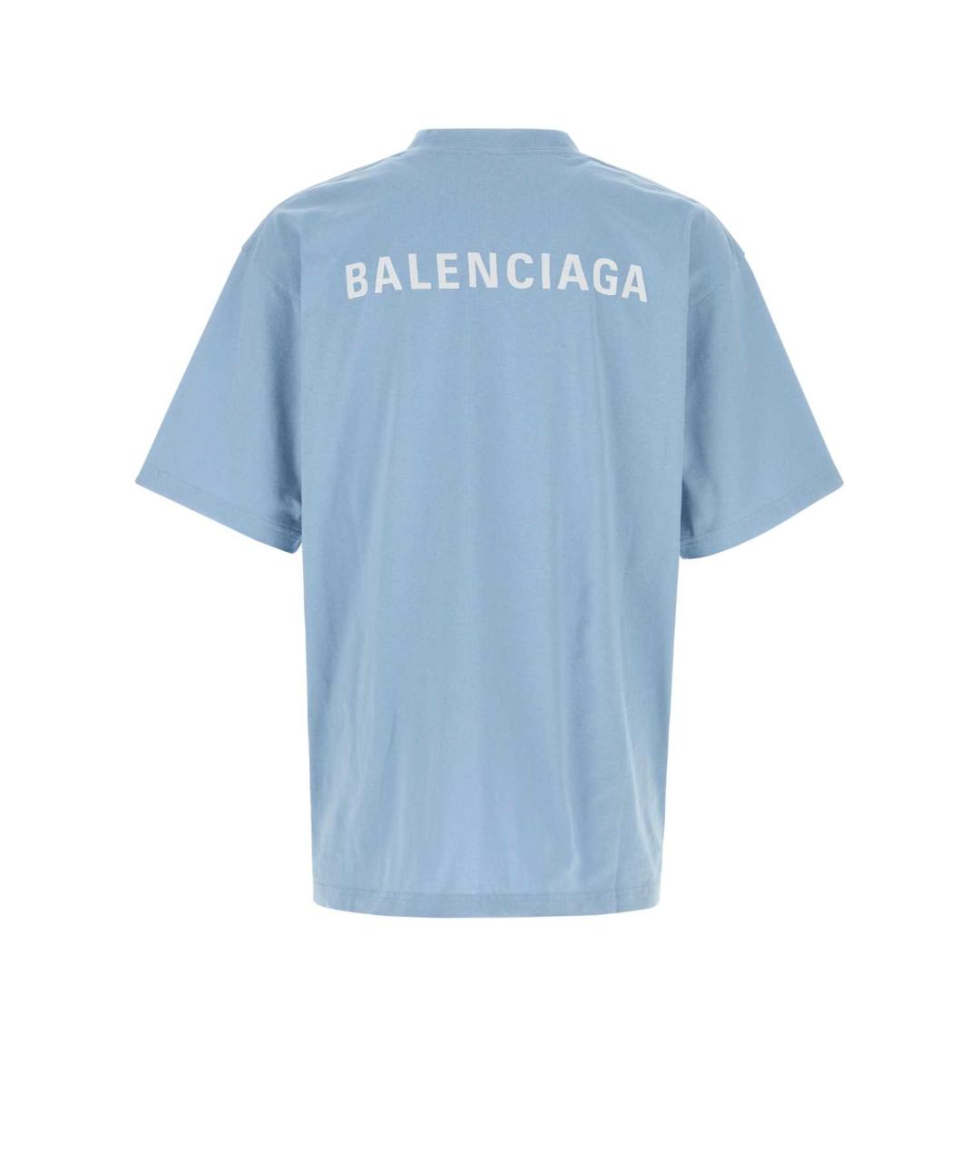 BALENCIAGA Голубая хлопковая футболка, фото 2