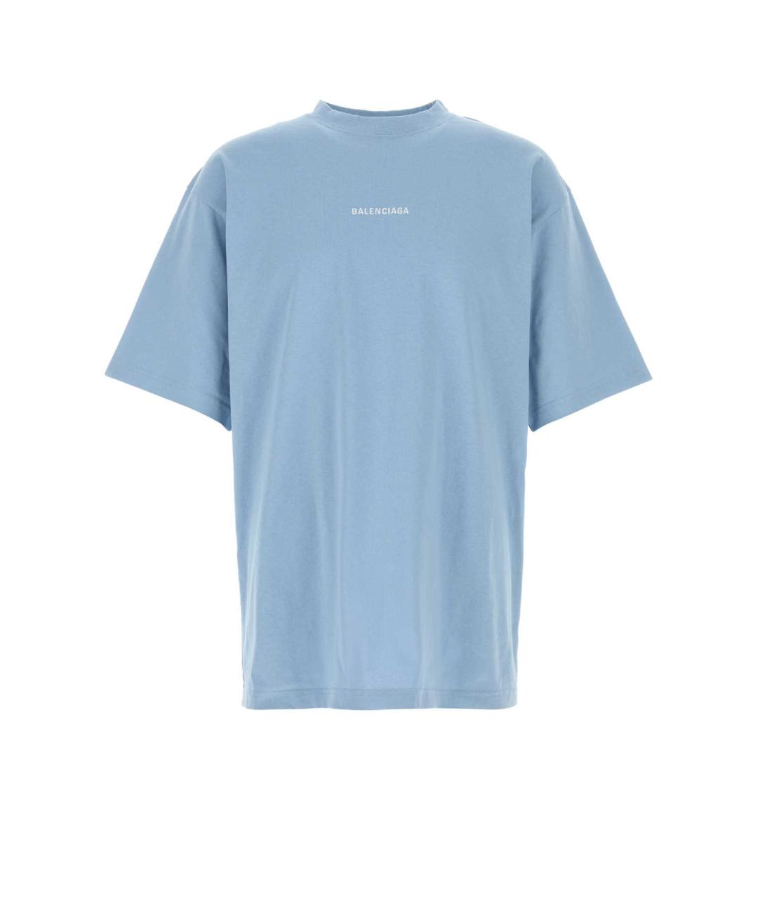 BALENCIAGA Голубая хлопковая футболка, фото 1