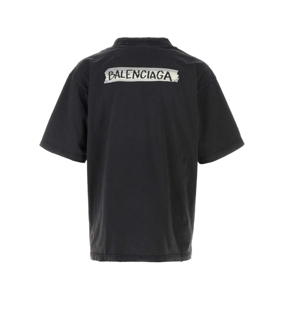 BALENCIAGA Черная хлопковая футболка, фото 2