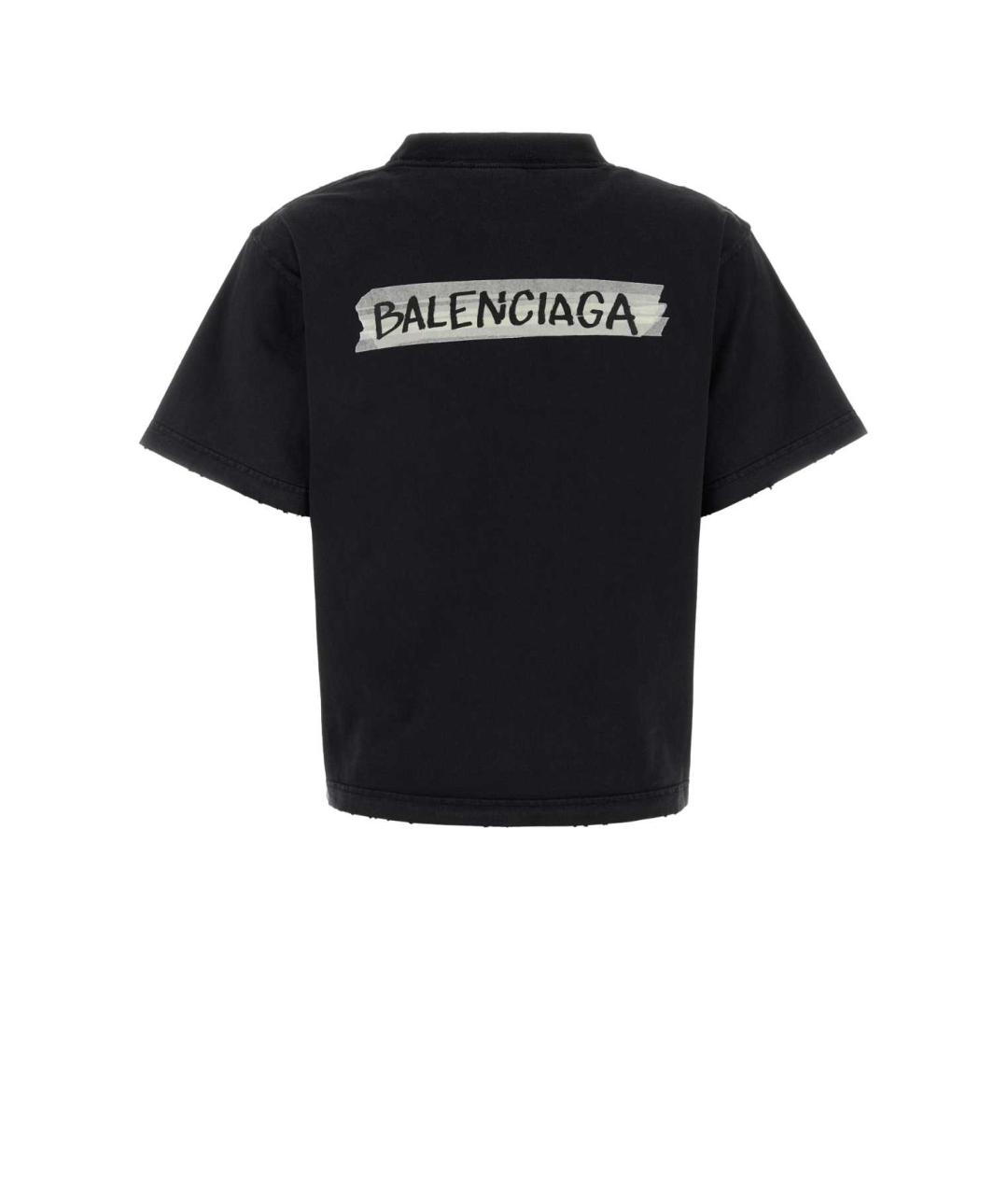 BALENCIAGA Черная хлопковая футболка, фото 2